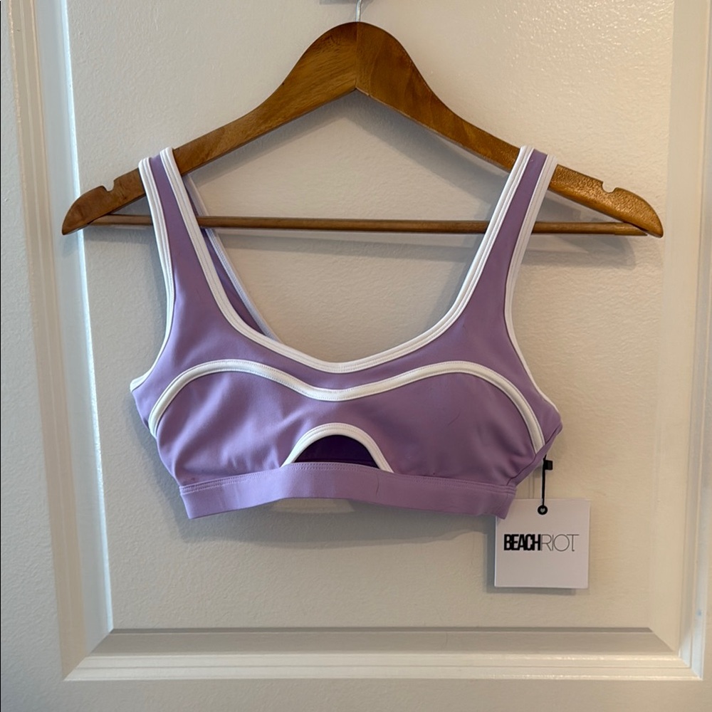 Beach Riot Lavender and White Sports Bra and Legging Set